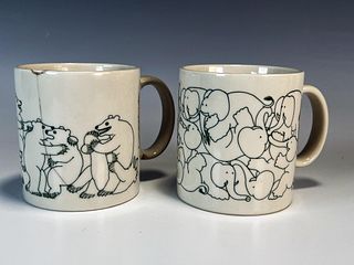 TAYLOR & NG ANIMATES ELEPHANTS & BEARS COFFEE MUGS