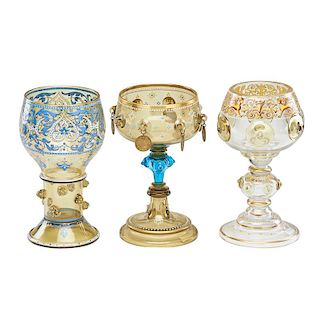 ENAMEL DECORATED GLASS ROEMERS