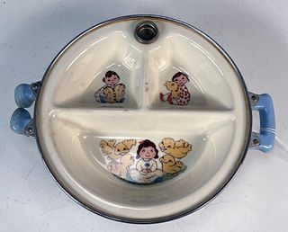 EXCELLING VINTAGE DIVIDED BABY FOOD WARMER DISH