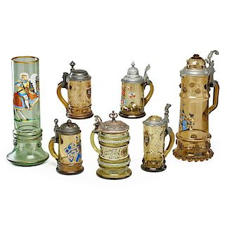 ENAMELED GLASS ARMORIAL STEINS