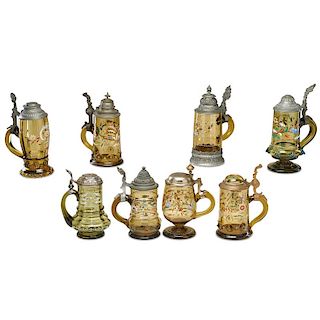 GROUPING OF ENAMELED GLASS STEINS