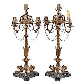 PAIR OF FRENCH EMPIRE STYLE CANDELABRA TABLE LAMPS