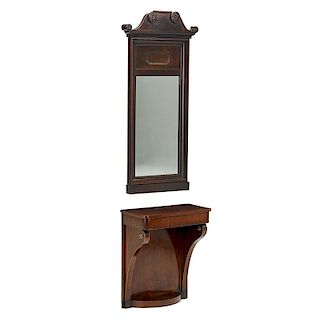 BALTIC NEOCLASSICAL MAHOGANY CONSOLE WITH MIRROR
