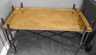BRASS AND BAMBOO TRAY TOP COFFEE TABLE