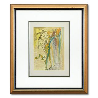 Salvador Dali- Original Color Woodcut on B.F.K. Rives Paper "Paradise 12"