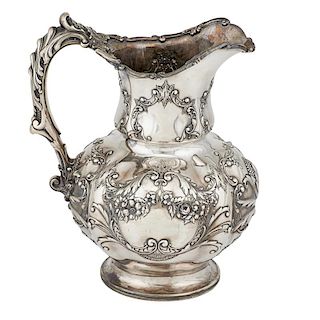 GORHAM STERLING SILVER REPOUSSE WATER PITCHER