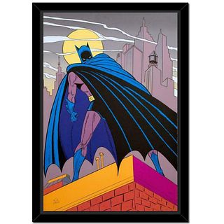 Bob Kane (1915-1998), "Batman Over Gotham" Framed Hand Signed Limited Edition Original Lithograph with Certificate of Authenticity.