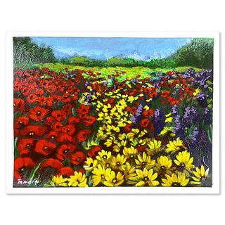 Tamara Spolianski, "Flower Landscape I" Hand Signed, Numbered Limited Edition Serigraph with Letter of Authenticity.