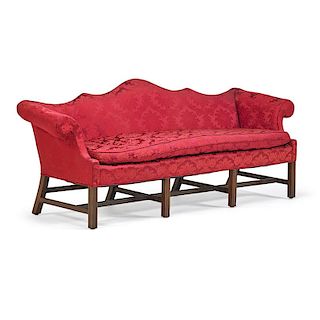 CHIPPENDALE STYLE CAMELBACK SOFA