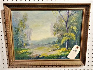 FRAMED O/B LANDSCAPE SGND W/ KRULLAARS "EARLY MORNING AT WILLOW SPRING" 12" X 16"