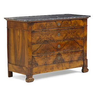 GERMAN MARBLE TOP WALNUT COMMODE