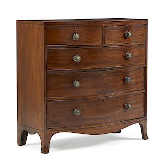 REGENCY BOWFRONT MAHOGANY CHEST OF DRAWERS