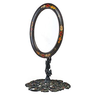 PAINTED CAST IRON DRESSING MIRROR
