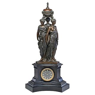 FRENCH BRONZE AND SLATE CLOCK