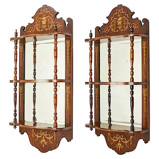 PAIR OF EDWARDIAN MARQUETRY INLAID SHELVES