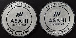 (2) 1 OZ .999 SILVER ASAHI REFINING ROUNDS