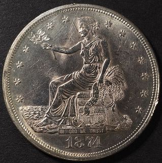 1874-CC TRADE DOLLAR CH BU