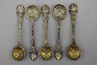 Antique Sterling Silver Oyster Form Spoons