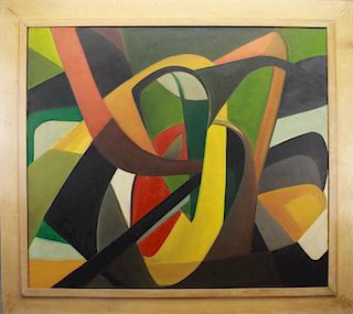 Signed 20th C. Abstract Oil/Canvas, "Gee?", 1948