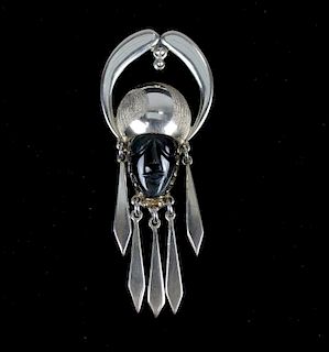 Mexican Sterling & Onyx Signed Pendant