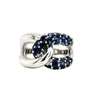 Intimate Interlocking Loops Blue Sapphire Ring