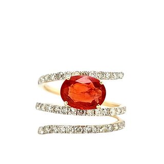 Wrap-Around Spiral Orange Sapphire & Diamond Ring
