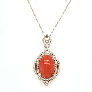 Timelessly Beautiful Coral and Diamond Necklace