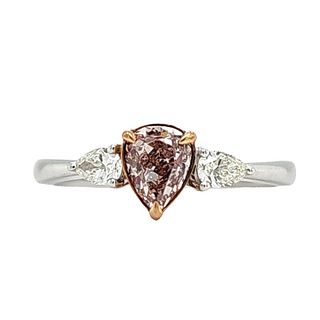 GIA Graded Fancy Colored Pear-Shaped Diamond Ring