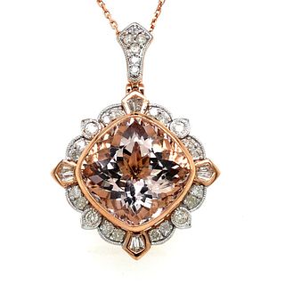 Mesmerizing Morganite and Diamond Halo Necklace