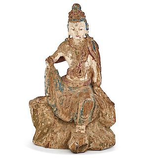 CHINESE WOOD CARVED BUDDHA 菩薩木雕