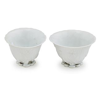 PAIR OF CHINESE BLANC DE CHINE LIBATION CUPS