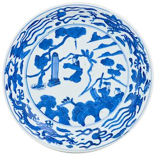 CHINESE WANLI BLUE AND WHITE PLATE