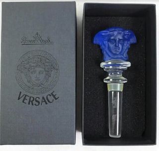 VERSACE Rosenthal "Medusa" BLUE Crystal Designer Wine Bottle Stopper With Box
