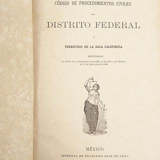 Código Civil del Distrito Federal y Territorio de la Baja California. México: Imprenta de Francisco Díaz de León, 1884. Piezas: 2.