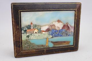 Pietra Dura & Leather Covered Wooden Box