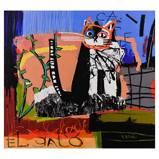 Lena Kaplun, "El Gato" Limited Edition on Canvas, Numbered Inverso and Hand Signed with Letter of Authenticity.