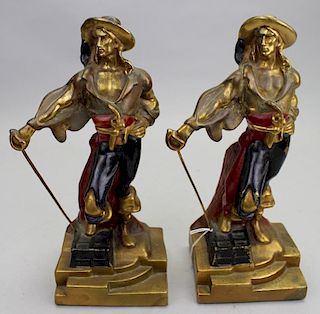 (2) Armor Bronze Pirate Bookends