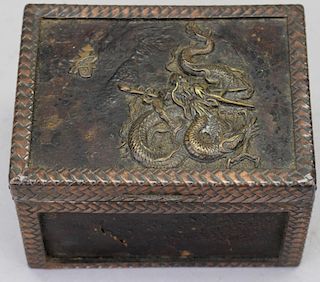 Signed Antique Chinese Copper/Bronze Dragon Box