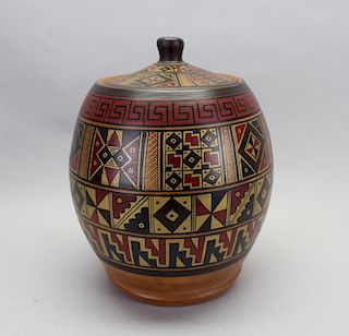 Native American Hopi Style Pottery Vase w/ Lid