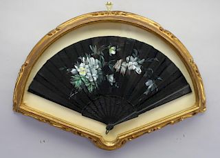 Antique Framed Painted Fan