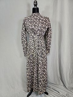 Antique c1890 Cotton Wrapper Dress - Black