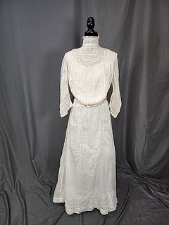 Antique Edwardian White 2 Pc Dress