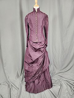 Antique Dark Wine Silk Wedding Dress