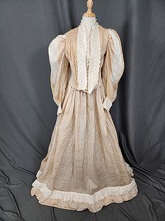 Antique 19th Century 2 Pc Cotton Print Dress