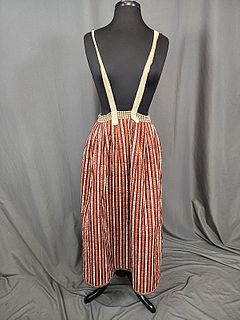 Antique 19th Century Madder Stripe Reversible Skirt