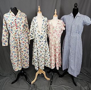 4 Vintage Feedsack Print Dresses