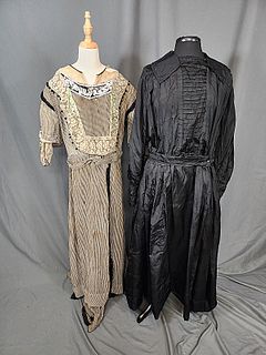 2 Antique Black Silk Dresses - As Is