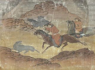 Antique Mongolian Hunt Scene