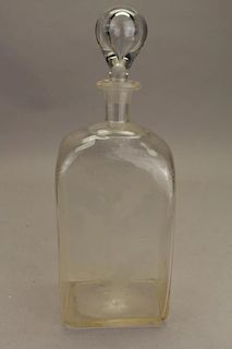 19th c. Floral Etched Glass Decanter