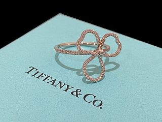 Tiffany & Co. Clover Diamond Ring 18K White Gold & Diamonds  Size 7.25